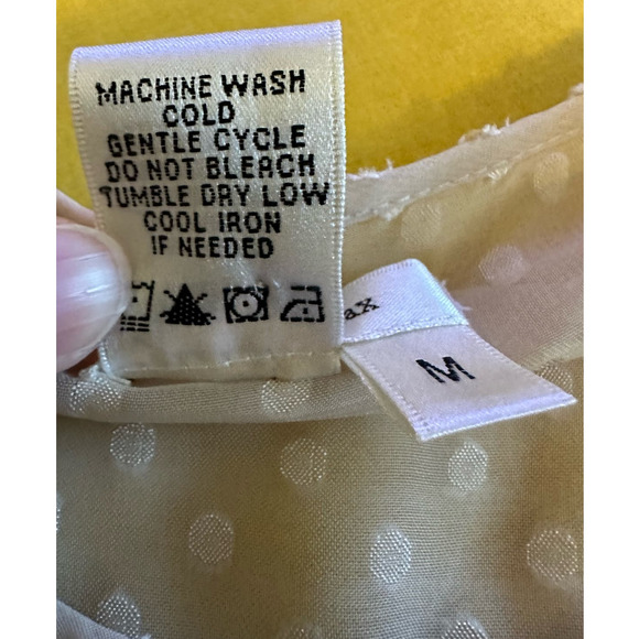 Sophie Max Sheer Swiss Dot Crew Neck 3/4 Sleeve Pin Tuck Tunic, Size M - Picture 6 of 8